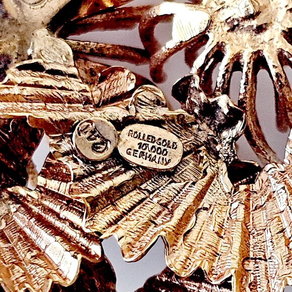 German Rolled Gold Lapis & Gold Vintage Brooch - Picture 4 of 9